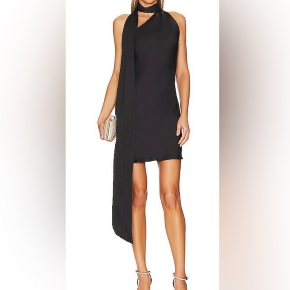Steve Madden Dresses & Skirts - Steve Madden Vava Scarf Neck Cutout Dress In Black Size L NWT'S